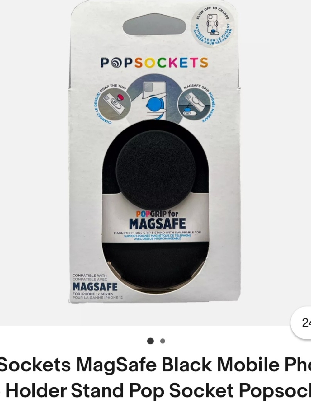 PopSockets PopGrip for MagSafe - Black PopSocket Phone Grip